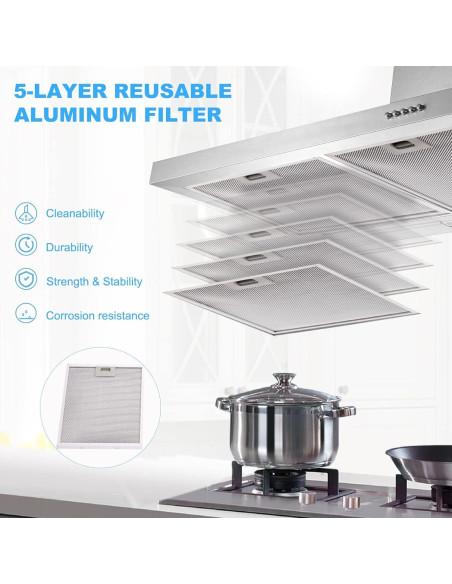 Campana Extractora de Pared Tieasy 91 cm Acero Inoxidable 450 CFM