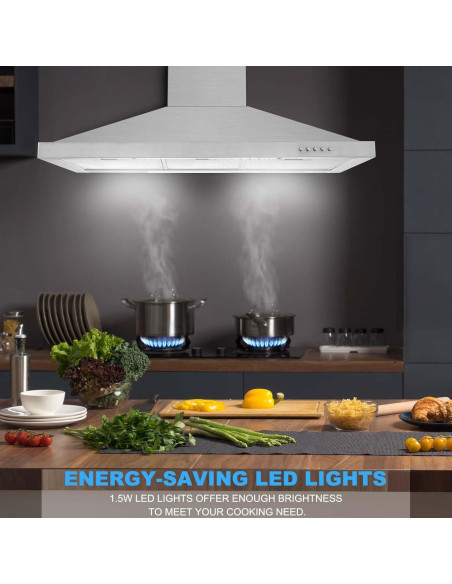 Campana Extractora de Pared Tieasy 91 cm Acero Inoxidable 450 CFM