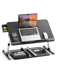Mesa de cama ajustable SAIJI para laptop 60x32 cm, negra