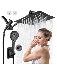 Cabezal de Ducha Cuadrado AWAXFOLO 12" Alta Presión 6 Funciones