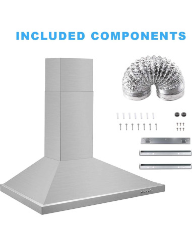 Campana Extractora de Pared Tieasy 91 cm Acero Inoxidable 450 CFM