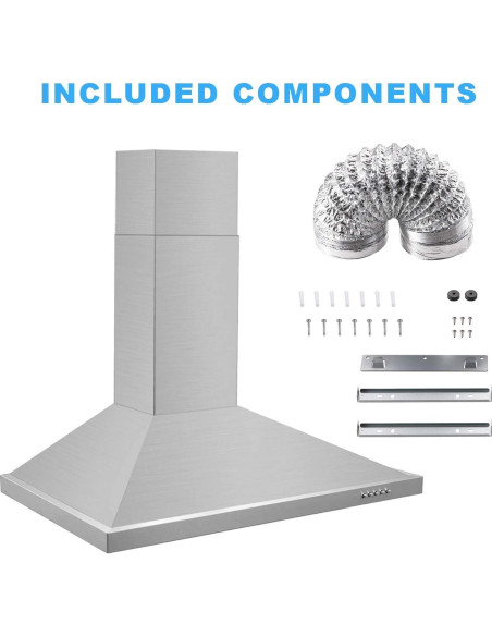 Campana Extractora de Pared Tieasy 91 cm Acero Inoxidable 450 CFM