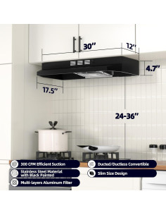Campana Extractora FIREGAS 75.9 cm Bajo Gabinete 300 CFM 2