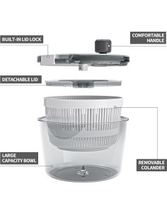 Centrifugadora de Ensalada Cambom 3Qt Blanca, Lava y Seca Verduras 2