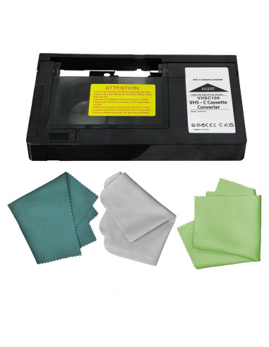 Adaptador de Cassette BECOBLDF VHS-C a VHS con Paño de Limpieza