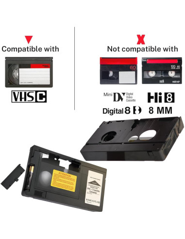 Adaptador de Cassette BECOBLDF VHS-C a VHS con Paño de Limpieza