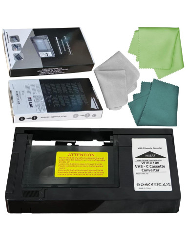 Adaptador de Cassette BECOBLDF VHS-C a VHS con Paño de Limpieza