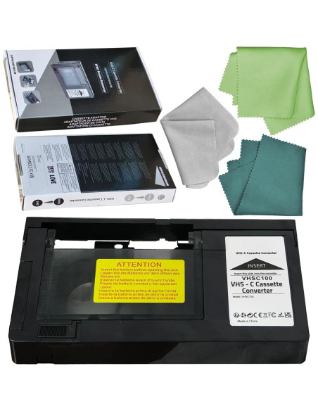 Adaptador de Cassette BECOBLDF VHS-C a VHS con Paño de Limpieza