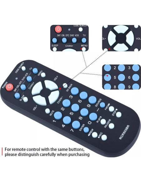Control Remoto Universal PZL RCR503BR para 3 Dispositivos