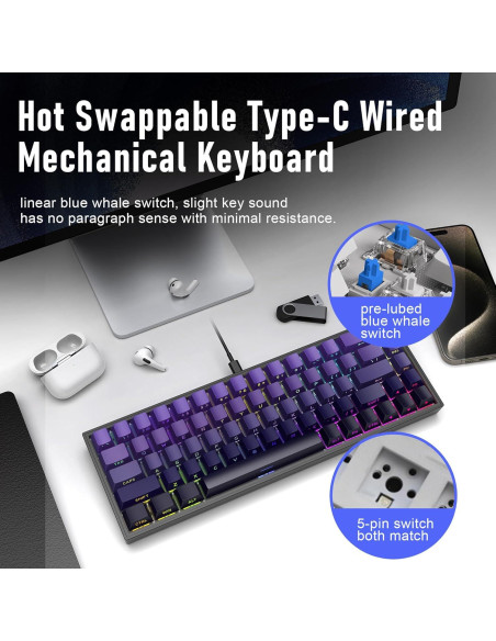 Teclado Mecánico ZIPFORCE GK-001 68 Teclas Retroiluminado