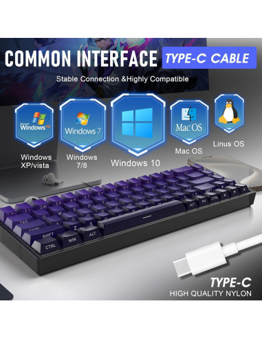 Teclado Mecánico ZIPFORCE GK-001 68 Teclas Retroiluminado