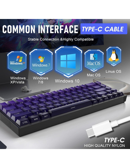 Teclado Mecánico ZIPFORCE GK-001 68 Teclas Retroiluminado