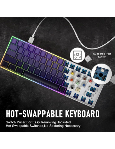 Teclado Mecánico ZIPFORCE GK-001 68 Teclas Retroiluminado