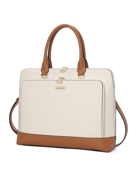 Maletín de Cuero CLUCI para Laptop 15.6" Mujeres Beige