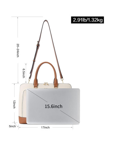 Maletín de Cuero CLUCI para Laptop 15.6" Mujeres Beige