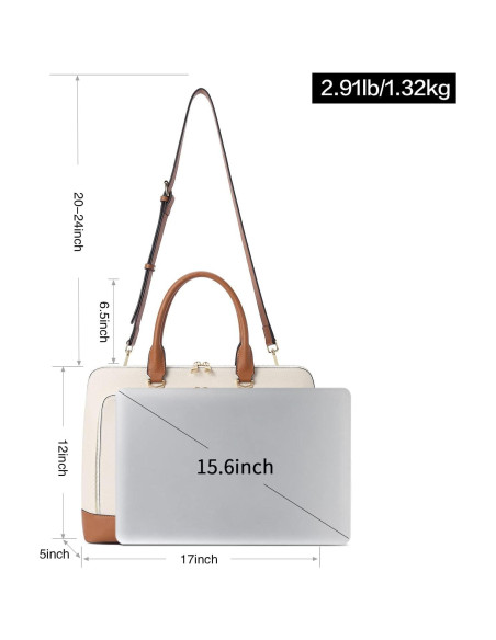 Maletín de Cuero CLUCI para Laptop 15.6" Mujeres Beige
