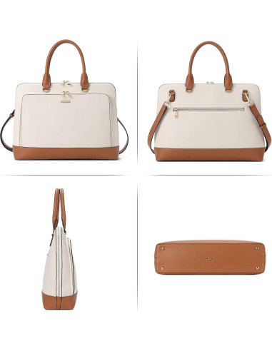 Maletín de Cuero CLUCI para Laptop 15.6" Mujeres Beige