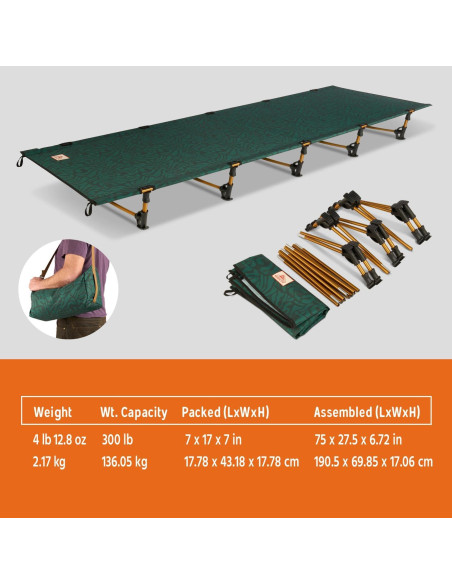 Cama de Camping Kelty Lowdown Estructura de Aluminio 190.5x71.1cm