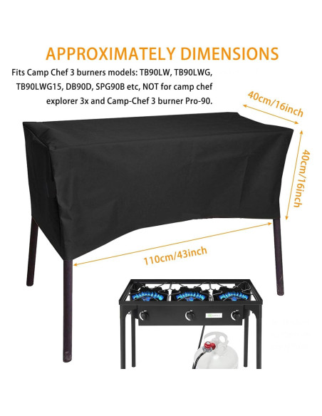 Cubierta para Estufa de 3 Quemadores Timeshi FS-CC-90