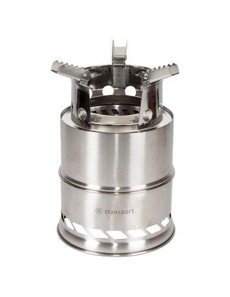 Estufa de leña Stansport de acero inoxidable portátil 14x14x20cm