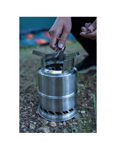 Estufa de leña Stansport de acero inoxidable portátil 14x14x20cm