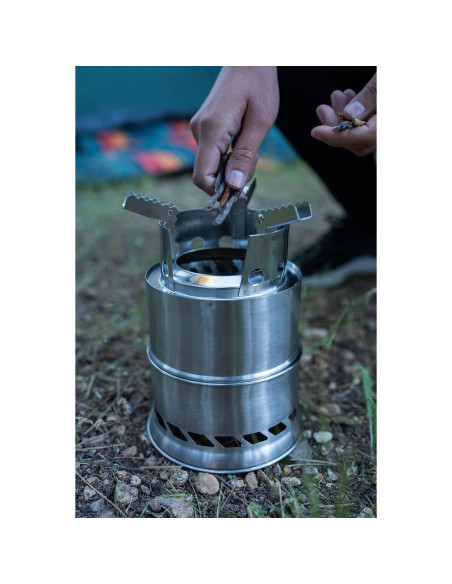 Estufa de leña Stansport de acero inoxidable portátil 14x14x20cm