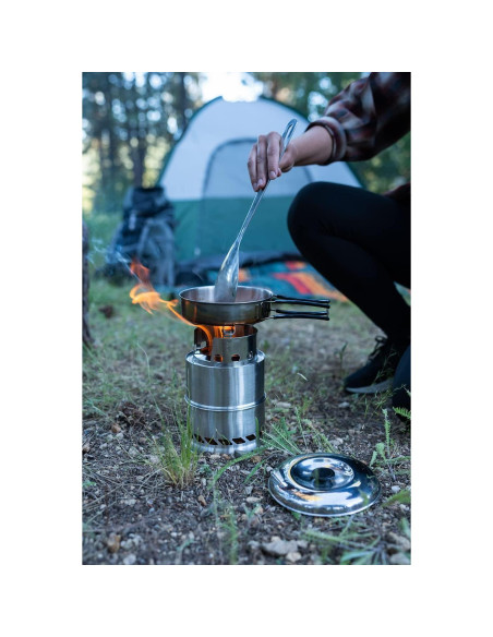 Estufa de leña Stansport de acero inoxidable portátil 14x14x20cm