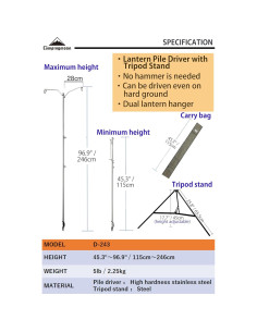 Soporte de Linterna Camping Moon D-243 Ajustable Acero Inoxidable 2