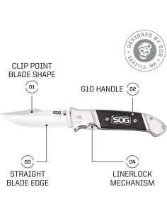 Cuchillo de bolsillo SOG Fielder G10 - Acero inoxidable 8.4 cm 2