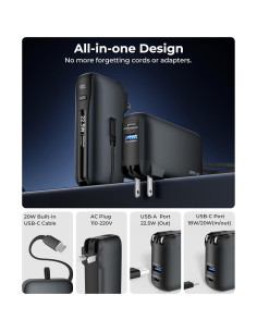 Cargador Portátil Joyfar 10,000mAh USB-C Carga Rápida 22.5W 2