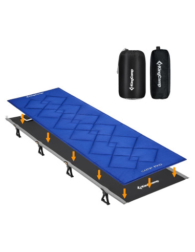 Cama de Camping Plegable KingCamp 120kg con Almohadilla Negra