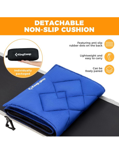 Cama de Camping Plegable KingCamp 120kg con Almohadilla Negra