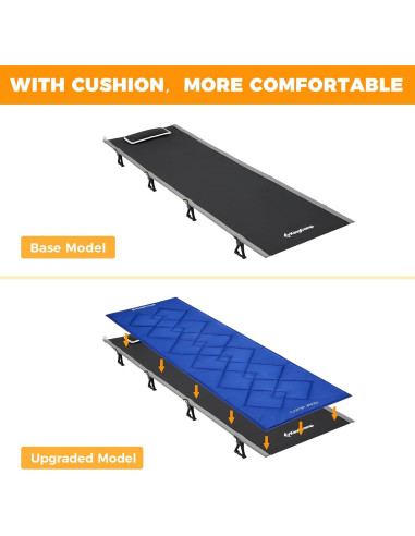 Cama de Camping Plegable KingCamp 120kg con Almohadilla Negra