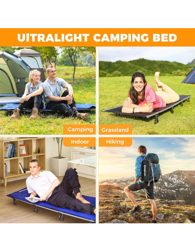 Cama de Camping Plegable KingCamp 120kg con Almohadilla Negra