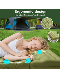 Colchón Doble Pretyw 6" Autoinflable con Almohada Verde 2