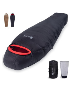 Saco de dormir QEZER Momia 0C Nylon Plumón 90% -22C