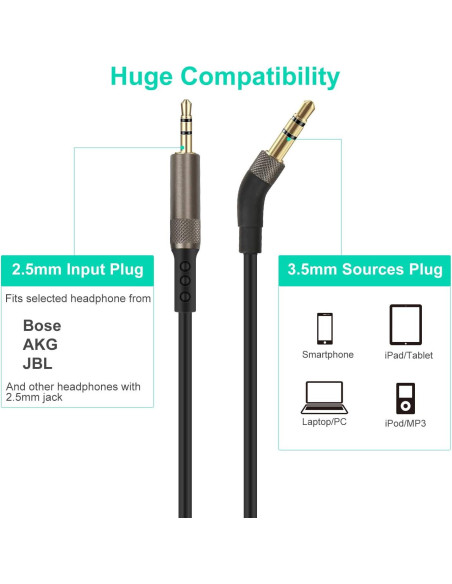Cable Aux Mr Rex 2m 3.5mm a 2.5mm Compatible Bose JBL Cable Aux Mr Rex 2m 3.5mm a 2.5mm Compatible Bose JBL