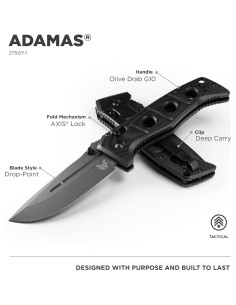 Cuchillo Táctico Benchmade Adamas 275 Negro G10 22.66cm 2
