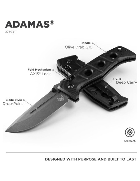 Cuchillo Táctico Benchmade Adamas 275 Negro G10 22.66cm