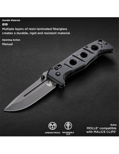 Cuchillo Táctico Benchmade Adamas 275 Negro G10 22.66cm