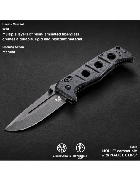 Cuchillo Táctico Benchmade Adamas 275 Negro G10 22.66cm