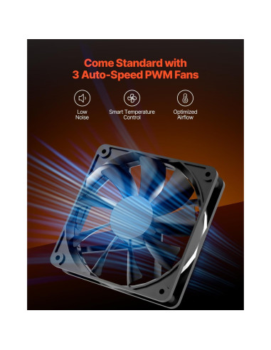 Caja de Juegos para PC VEVOR Torre Completa 3 Ventiladores PWM