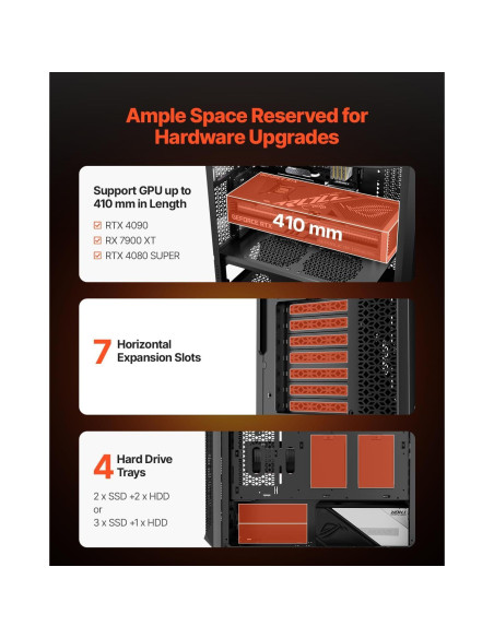Caja de Juegos para PC VEVOR Torre Completa 3 Ventiladores PWM