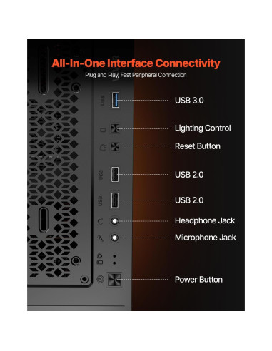 Caja de Juegos para PC VEVOR Torre Completa 3 Ventiladores PWM