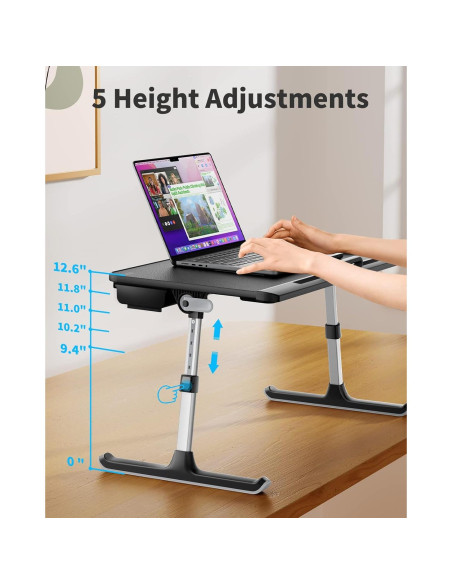 Mesa de Cama para Laptop SAIJI Plegable 60x32cm Antideslizante