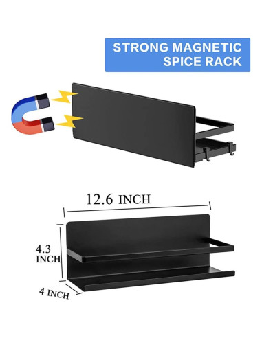 Estante Magnético para Especias SlimmKISS - 2 Piezas Negro