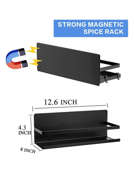 Estante Magnético para Especias SlimmKISS - 2 Piezas Negro