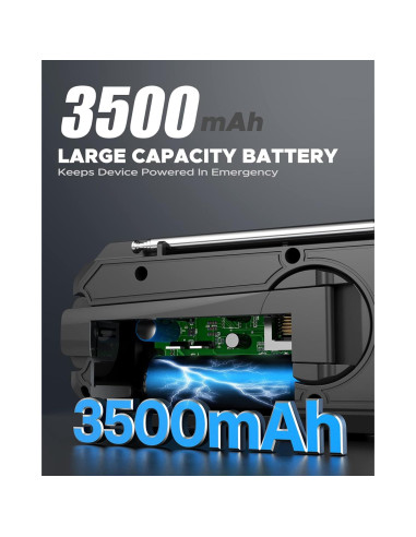 Radio Meteorológica de Emergencia SIYEGK Solar 3500mAh