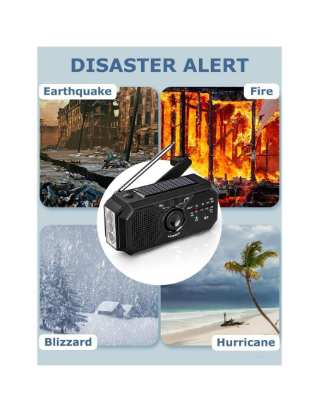 Radio Meteorológica de Emergencia SIYEGK Solar 3500mAh Radio Meteorológica de Emergencia SIYEGK Solar 3500mAh