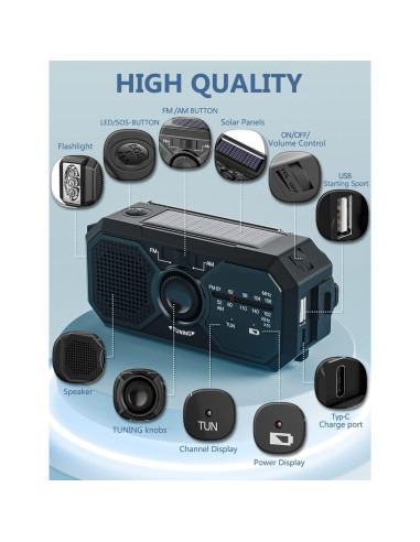 Radio Meteorológica de Emergencia SIYEGK Solar 3500mAh